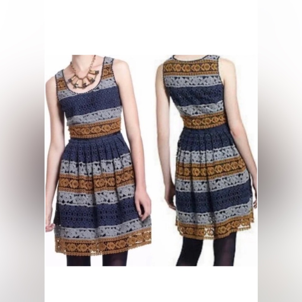 Maeve by Anthropologie Crochet Fit and Flare Mini Dress